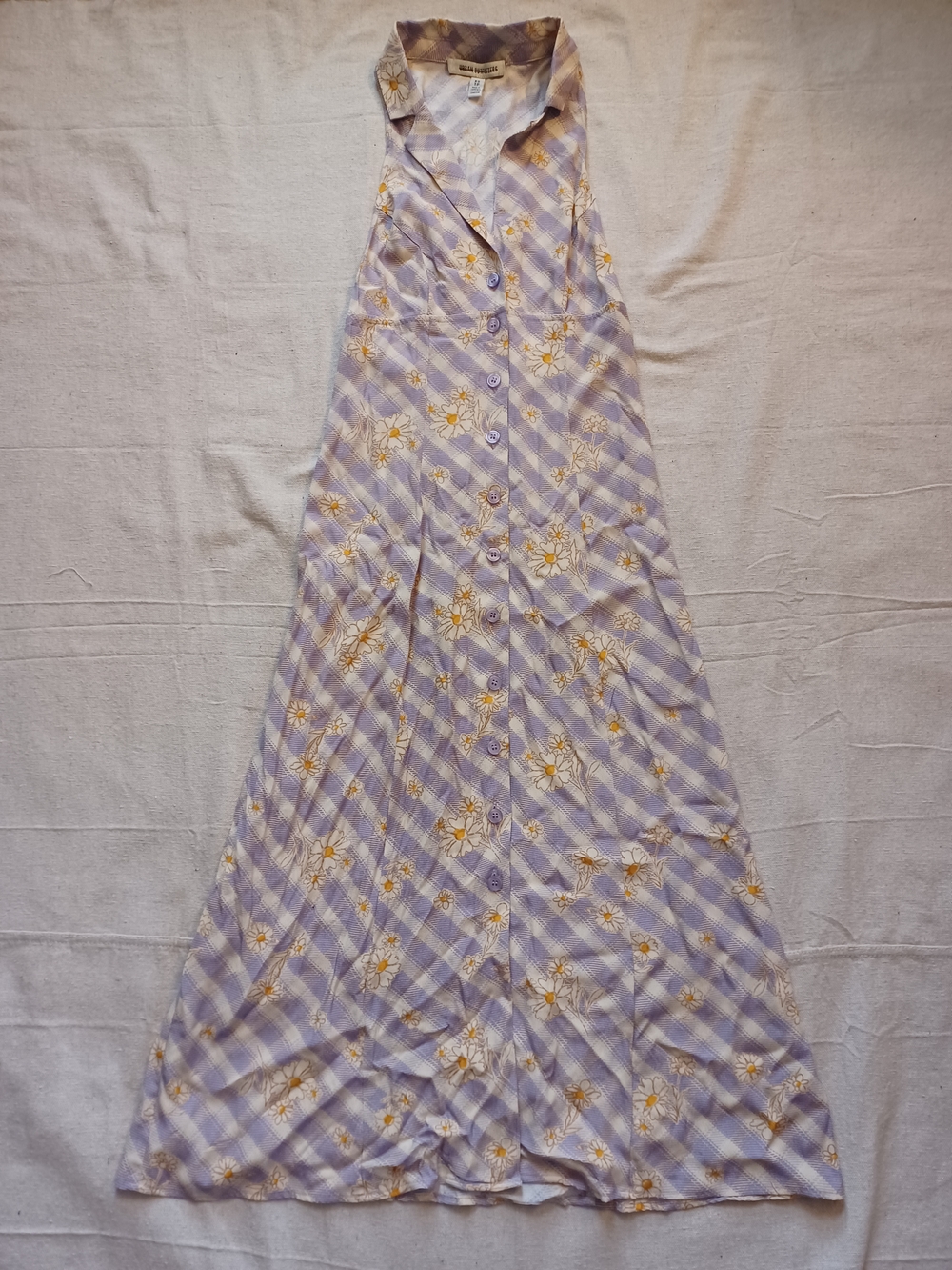 Urban Outfitters Y2K Plaid Daisy Button-Up Sleeveless Maxi Dress Women's Size XS